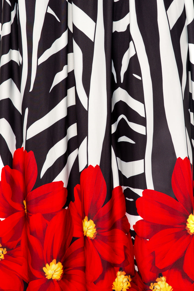 Buxom Couture Curvy Women Plus Size  Animal Print Wrap Crop Top & Maxi Skirt Set Zebra Flower