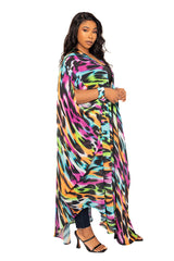 Buxom Couture Curvy Women Plus Size Neon Animal Print Robe Kimono Summer Loungewear Beachwear
