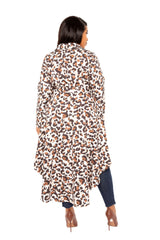 Buxom Couture Curvy Women Plus Size Animal Print High Low Blazer Leopard Tan Brown