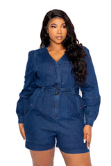 Denim Utility Romper with Belt