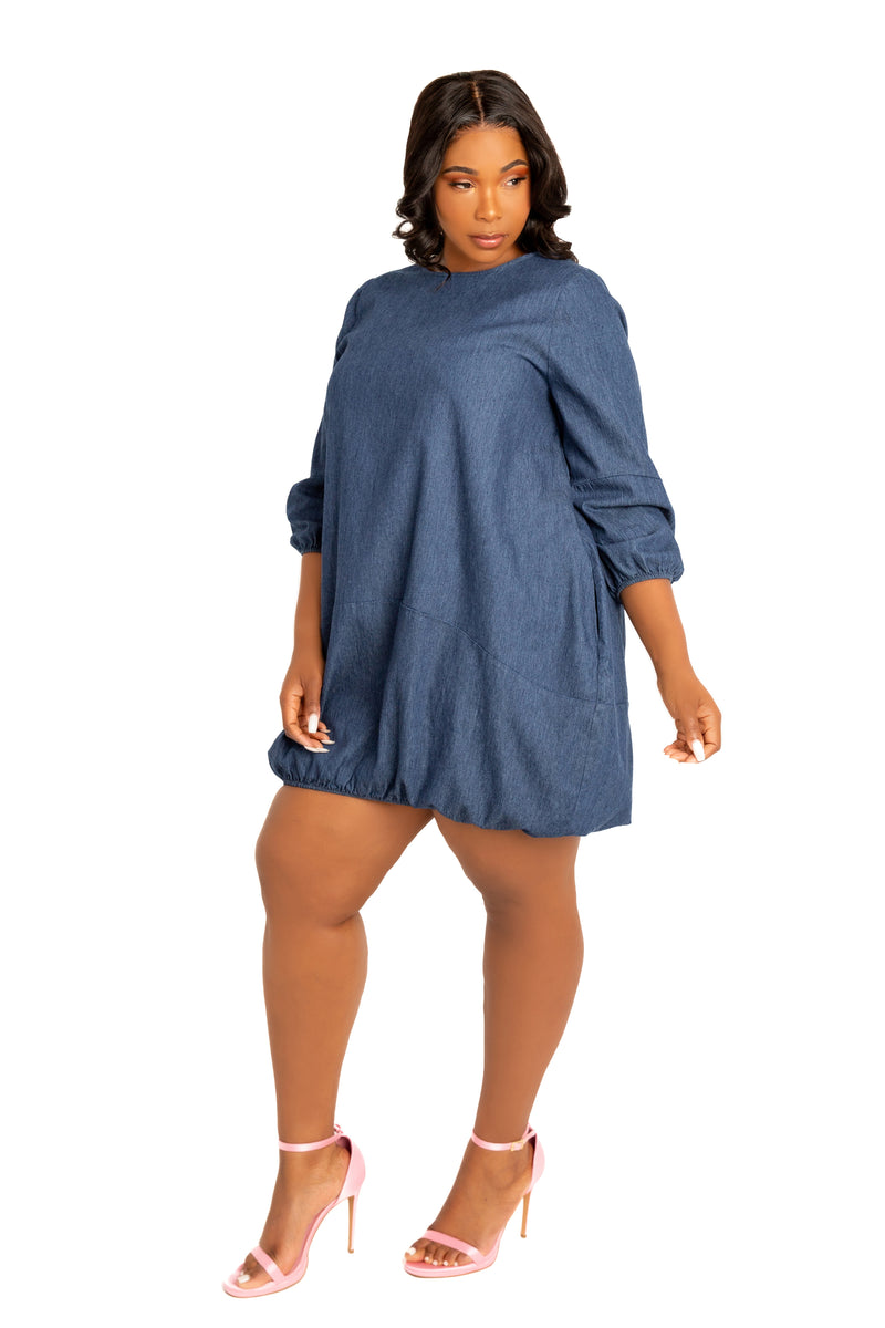 Bubbled Denim Mini Dress Buxom Couture Bubbled Denim Mini Dress Buxom Couture
