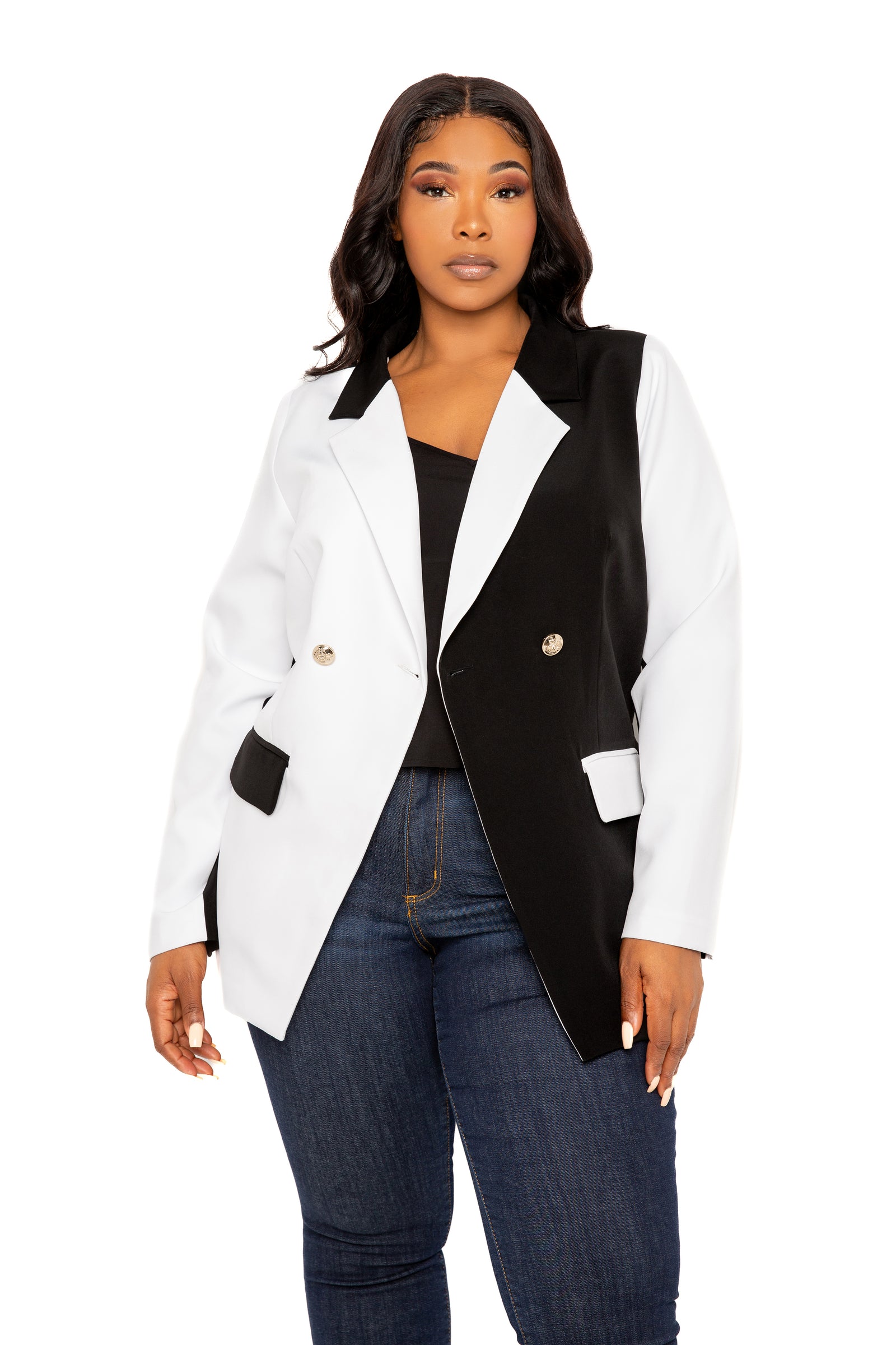 Contrast Double Breasted Blazer – Buxom Couture