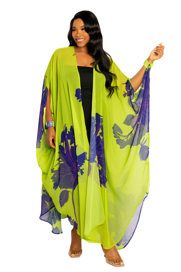 Floral Robe with Wrist Band