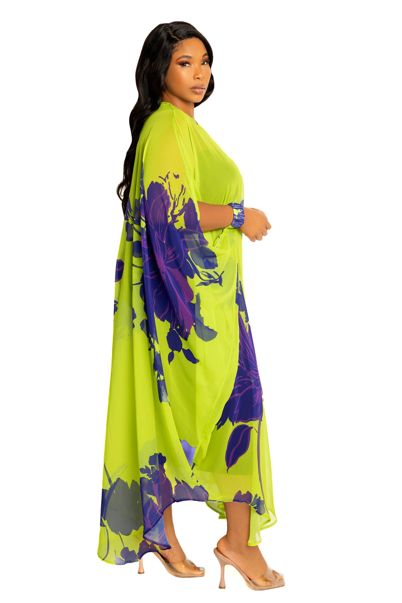 Floral Robe with Wrist Band