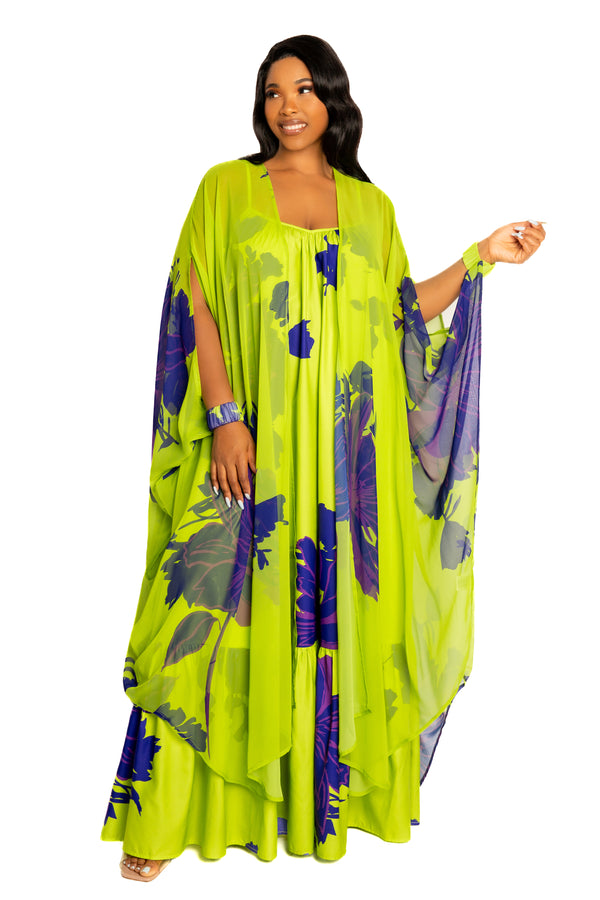 Floral Robe with Wrist Band