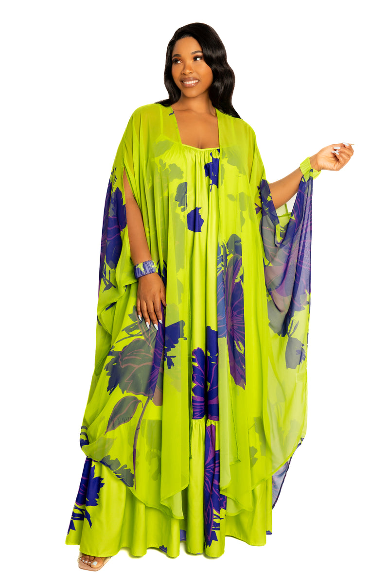 Floral Robe with Wrist Band