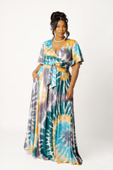 Tie-dye Tie-Front Top and Skirt Set
