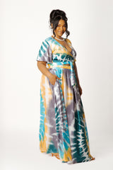 Tie-dye Tie-Front Top and Skirt Set
