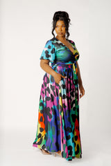Animal Print Tie-Front Top and Skirt Set