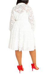 [Nordstrom] Lace Long Sleeve Tiered Shirt Dress