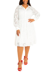 [Nordstrom] Lace Long Sleeve Tiered Shirt Dress