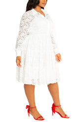 [Nordstrom] Lace Long Sleeve Tiered Shirt Dress
