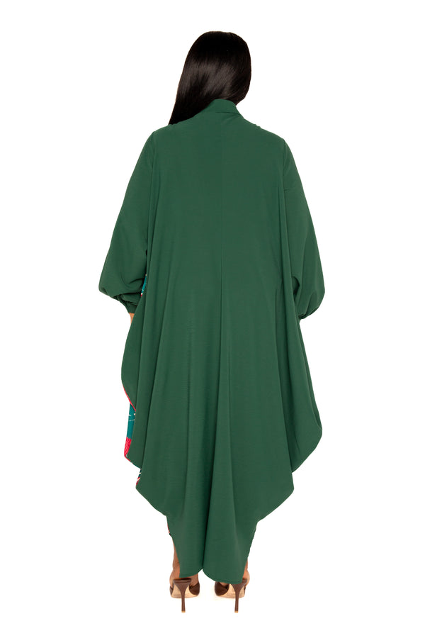 Contrast Print Drapy Shirt Maxi Dress