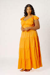 Flutter Sleeve Tiered Maxi Dress