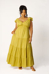 Flutter Sleeve Tiered Maxi Dress