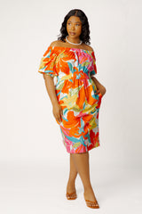 Floral Off Shoulder Dress with Back Bows