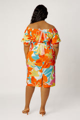 Floral Off Shoulder Dress with Back Bows