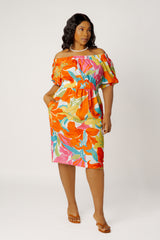 Floral Off Shoulder Dress with Back Bows