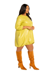Faux Leather Bubbled Mini Dress
