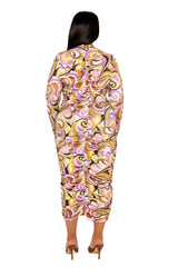 Printed Ruched Bodycon Dress