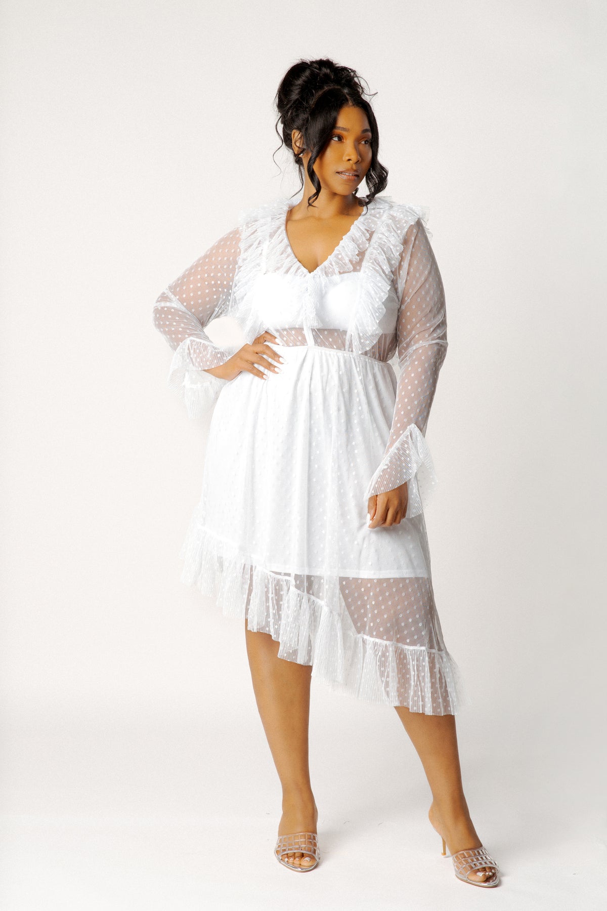 a line dress for chubby women Evening Party Dress Plus Size Women A-Line Empire Waist Chiffon