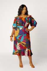 Floral Off Shoulder Dress with Ruffle Hem