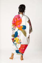 Floral Cinch Waist Caftan Dress