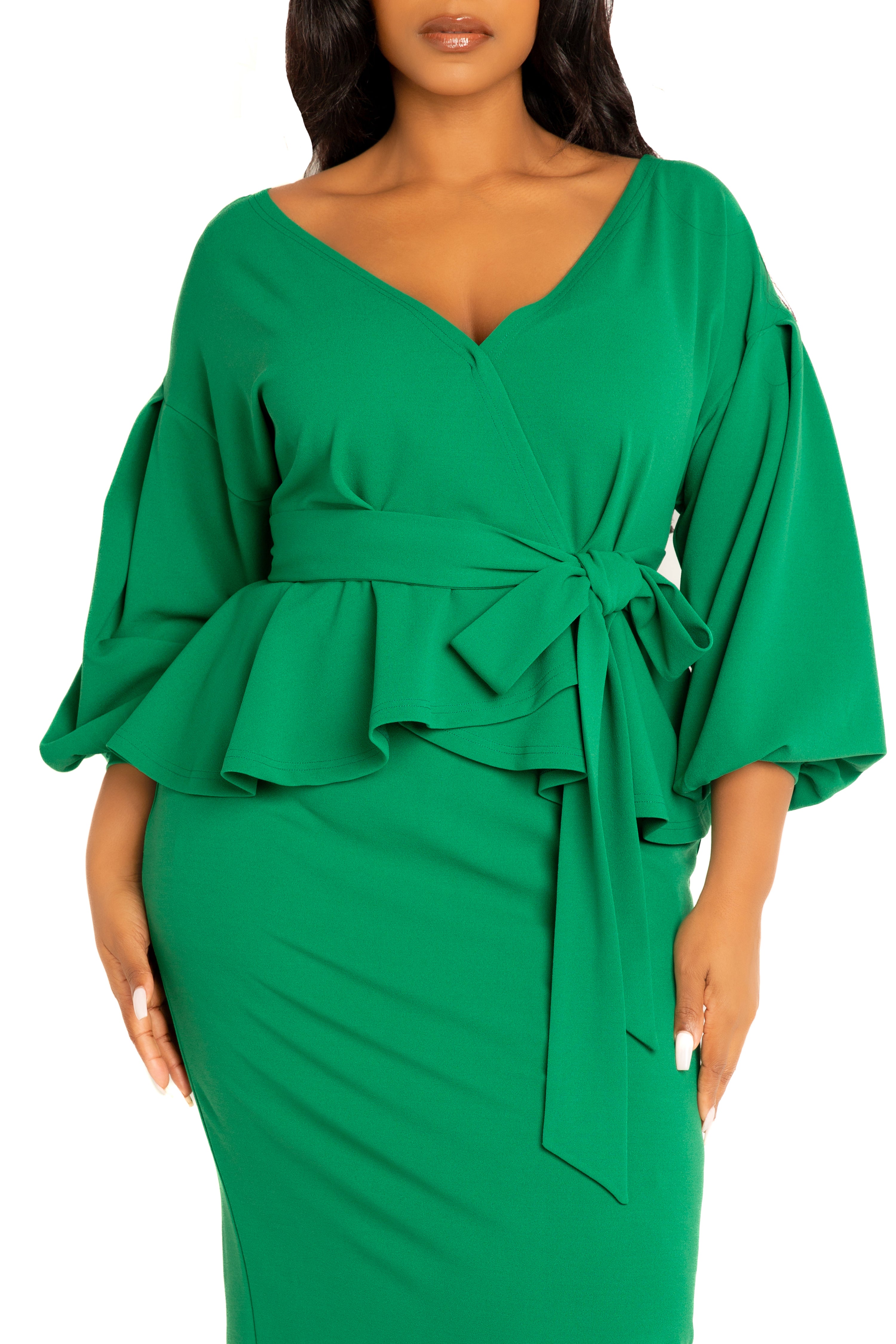 Off Shoulder Peplum Midi Dress – Buxom Couture