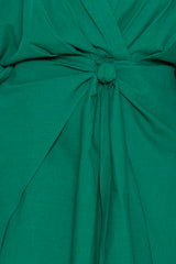 Buxom Couture Curvy Women Plus Size Linen Tie Waist Mini Dress Green