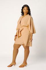 Linen Tie Waist Mini Dress