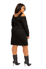 Off Shoulder Denim Mini Dress