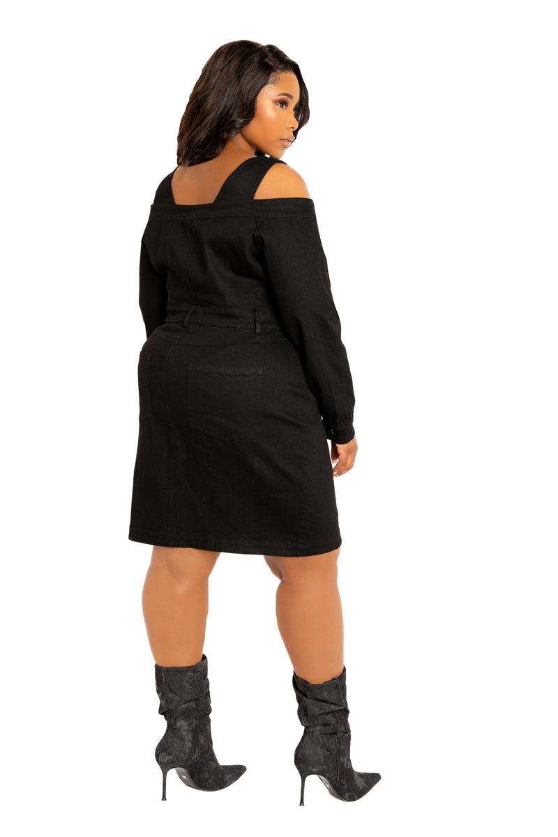 jean off the shoulder dresses Denim Azalea Off-the-Shoulder Dress