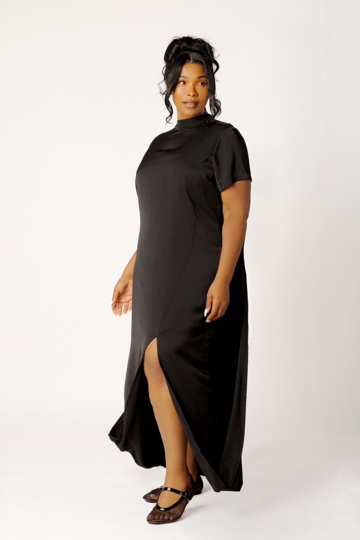 womens plus size maxi dresses Kiyonna Women's Vienna Kimono Sleeve Long Dress, Peach, 4X front length 58.1 in Final Sale Plus Size Sleeveless