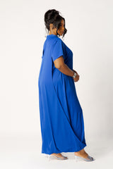 High Neck Draped Maxi Dress with Slit