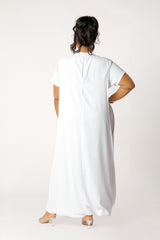 High Neck Draped Maxi Dress with Slit