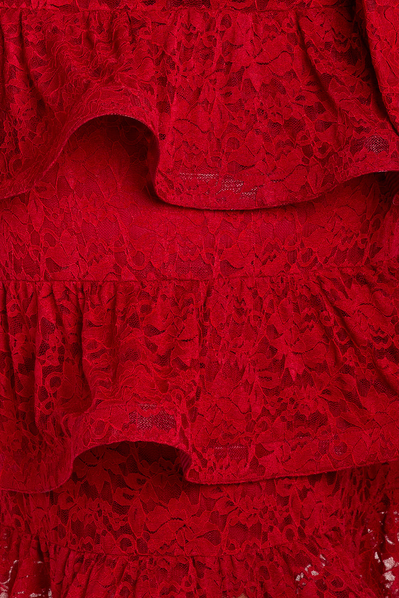 Buxom Couture Plus Size Lace Bell Sleeve Tiered Dress