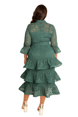 Lace Bell Sleeve Tiered Dress