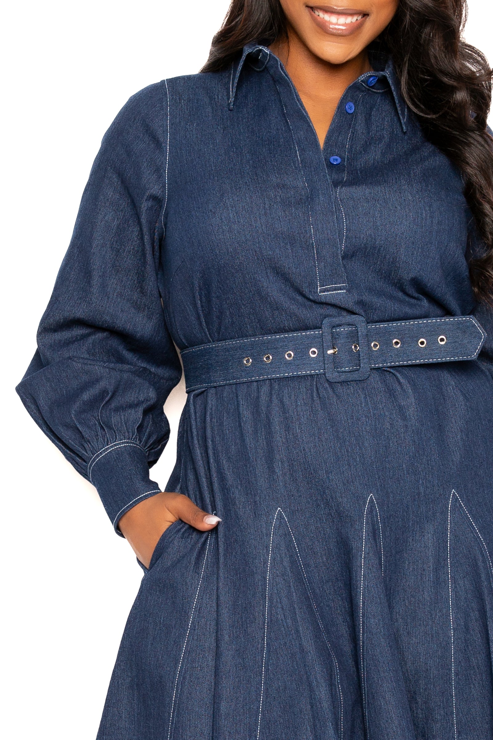 Denim Belt Shirt Dress – Buxom Couture