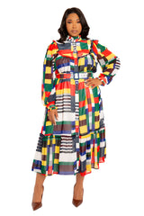 Plaid Ruffle Collar Shirt Dress