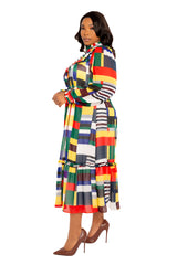 Plaid Ruffle Collar Shirt Dress