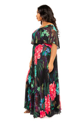 Floral Off Shoulder Pleated Maxi Dress