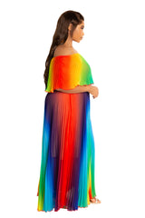 Ombré Off Shoulder Pleated Maxi Dress