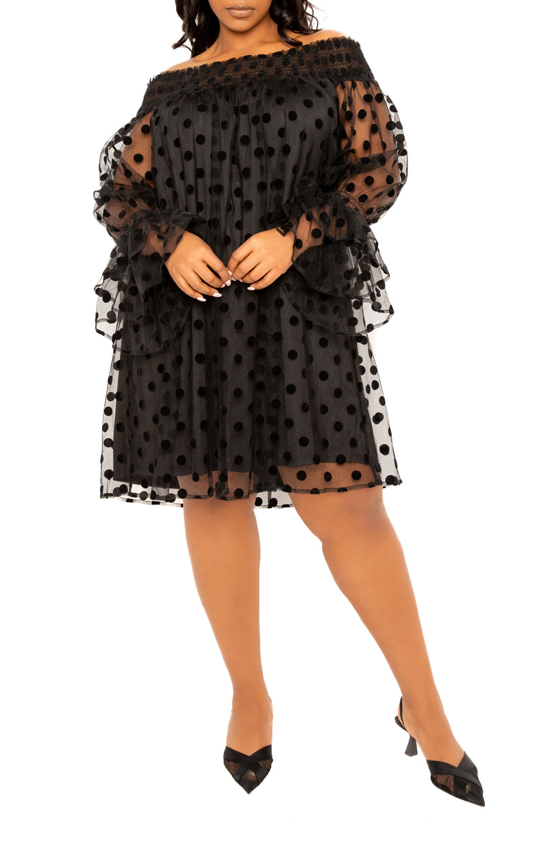Off Shoulder Polka Dot Dress Buxom Couture Off Shoulder Polka Dot Dress Buxom Couture