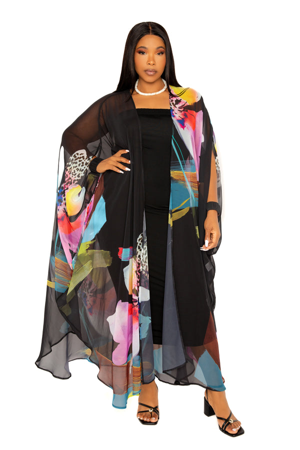 Floral Robe with Wrist Band