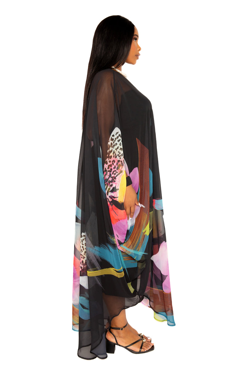 Floral Robe with Wrist Band
