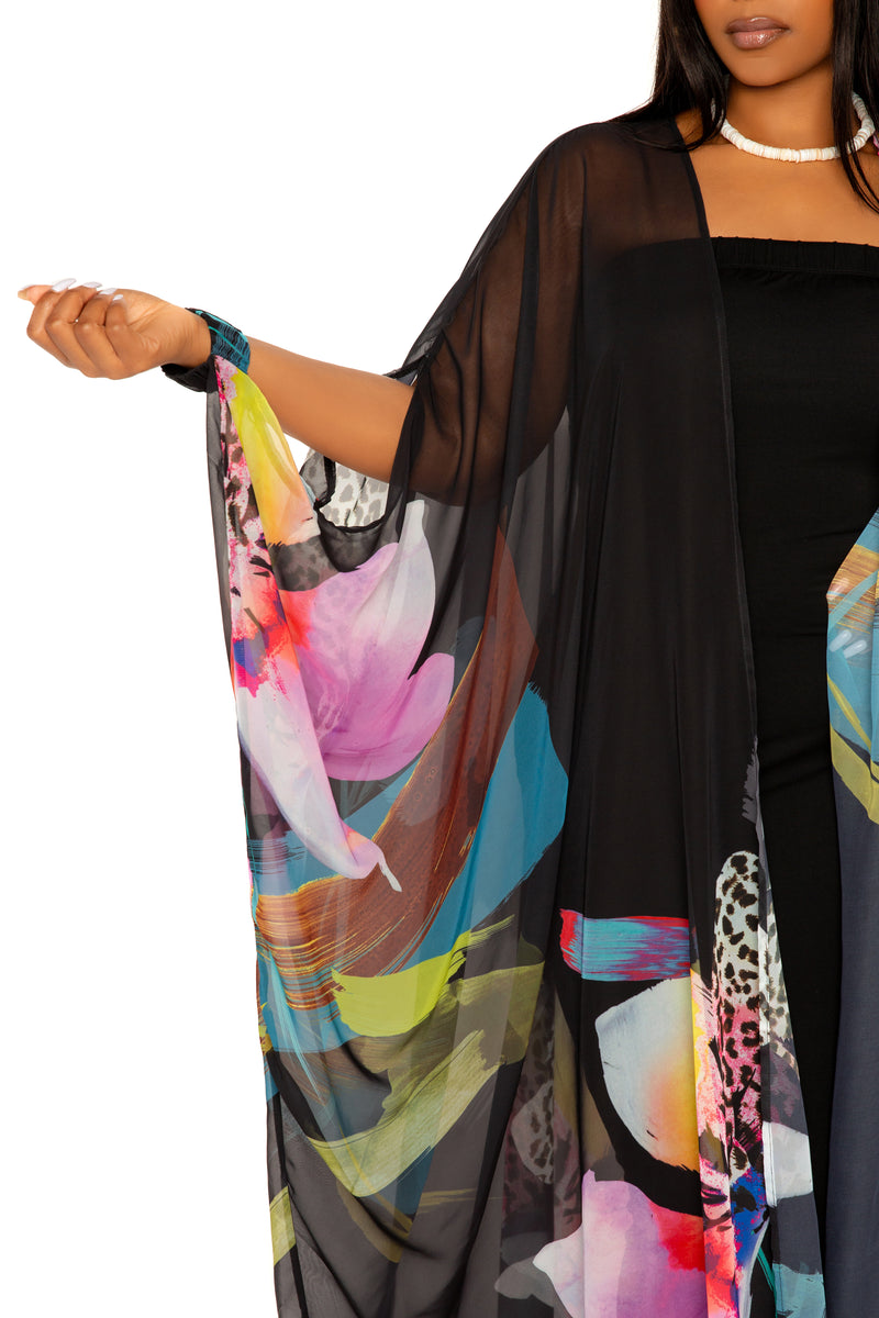 Floral Robe with Wrist Band