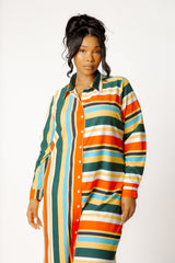 Mixed Stripe Maxi Shirt Dress