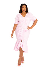 Buxom Couture Curvy Women Plus Size Ruched Fishtail Midi Dress Violet