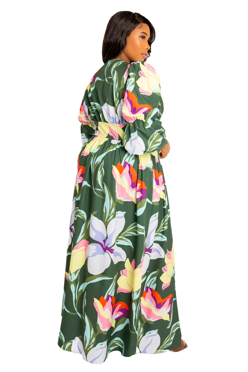 Floral Puff Sleeve Maxi Dress