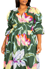 Floral Puff Sleeve Maxi Dress